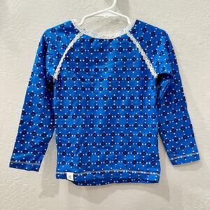 NWT Alba of Denmark Blue Heartbreaking Love Print Ghita Long Sleeve Shirt